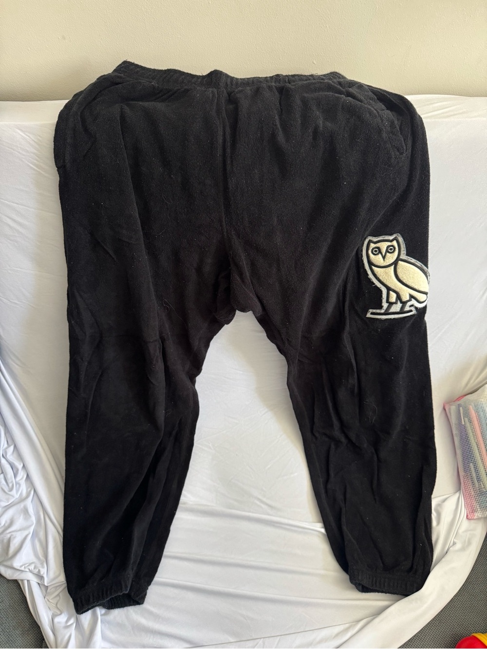 OVO Black Adult Sweatpants with Owl Patch Size XL